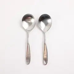 Set of 2 Walco Modernaire Stainless Round Bowl Soup Spoons