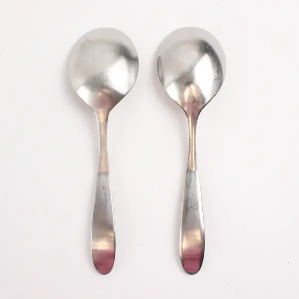 Set of 2 Walco Modernaire Stainless Round Bowl Soup Spoons