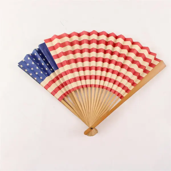 Vintage Patriotic American Flag Hand Fan Pre-Owned Collectible