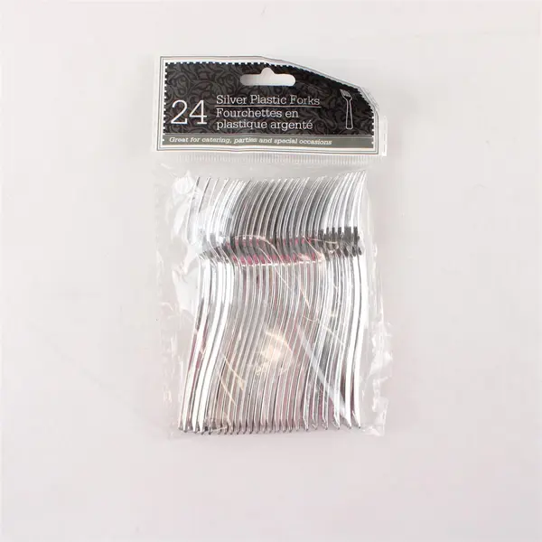 Silver Plastic Forks 24 Count 4.5 in Party Catering Disposable