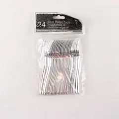 Silver Plastic Forks 24 Count 4.5 in Party Catering Disposable