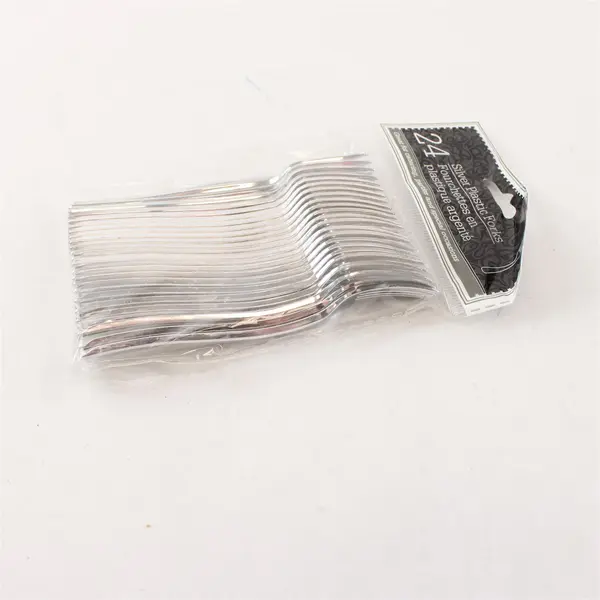 Silver Plastic Forks 24 Count 4.5 in Party Catering Disposable