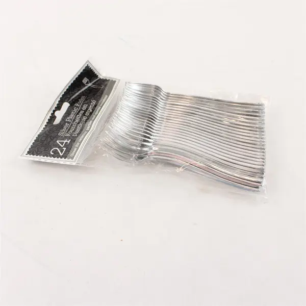 Silver Plastic Forks 24 Count 4.5 in Party Catering Disposable