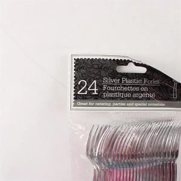 Silver Plastic Forks 24 Count 4.5 in Party Catering Disposable