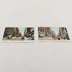 Lot Of 2 Vintage 1910 Downtown St Louis MO Street Scene Litho Postcards