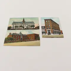 Lot Of 3 Vintage 1909 East St Louis Buildings Litho Postcards