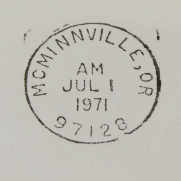Inaugurating The USPS FDC July 1 1971 McMinnville Oregon Cancel #1396