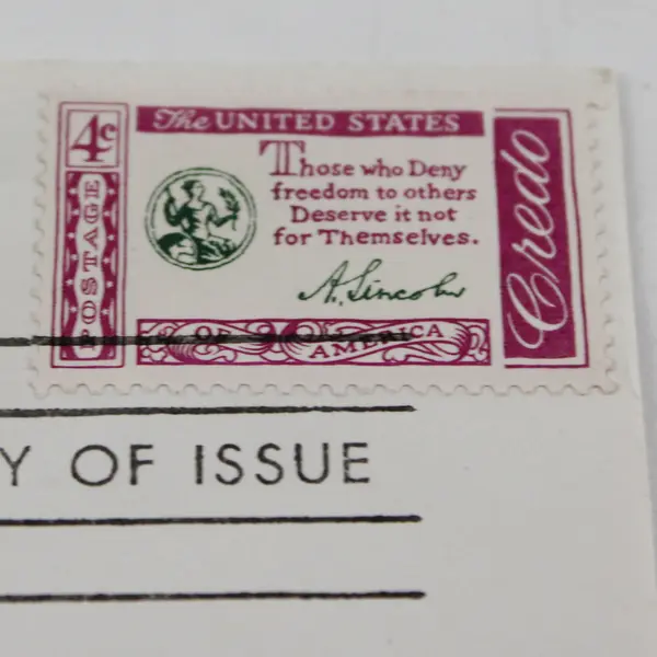 1960 Abe Lincoln American Credo Stamp FDC Hand Drawn Cachet WEW