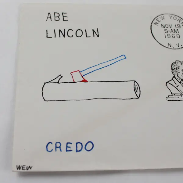 1960 Abe Lincoln American Credo Stamp FDC Hand Drawn Cachet WEW