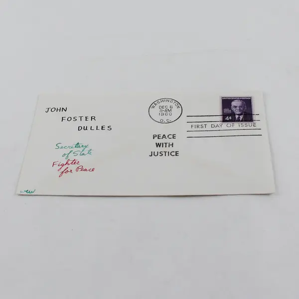1960 John Foster Dulles Stamp FDC Hand Drawn Cachet WEW