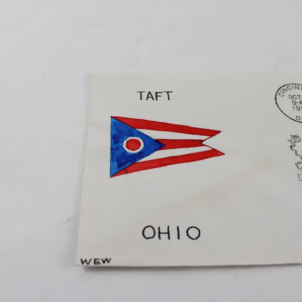 1960 Robert A Taft Stamp FDC Hand Drawn Ohio Flag Cachet WEW