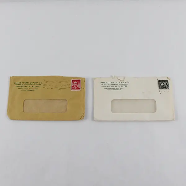 Lot Of 2 Jamestown Stamp Co New York Window Envelopes Used
