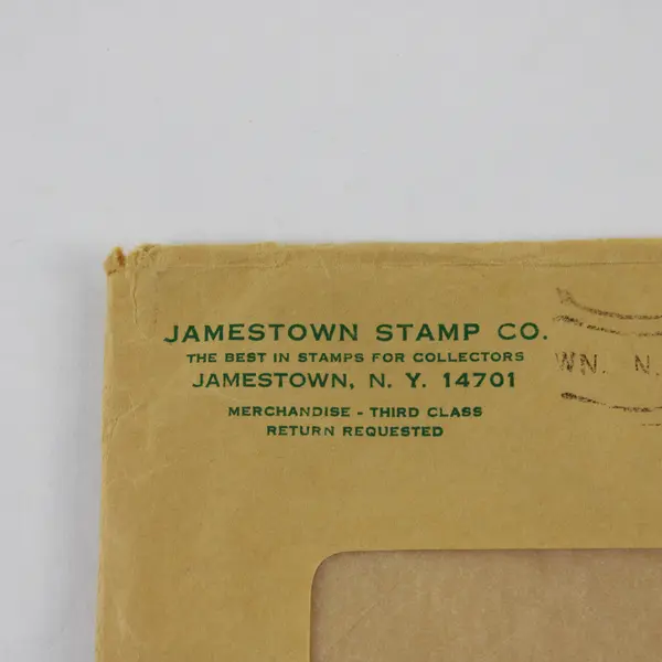 Lot Of 2 Jamestown Stamp Co New York Window Envelopes Used