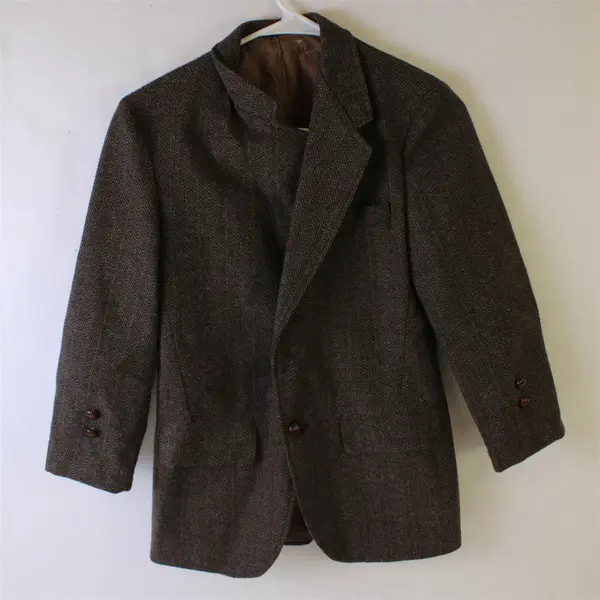 Vintage Jonathan Strong Women's Brown Tweed Wool Blazer Jacket