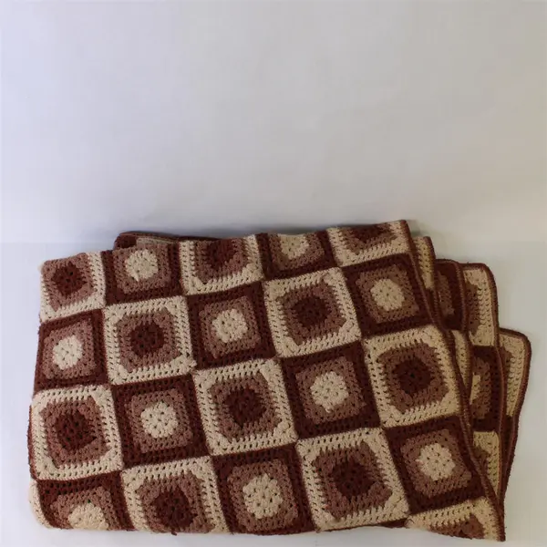 Handmade Granny Square Crochet Throw Blanket Multicolor Patchwork