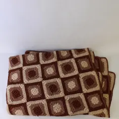 Handmade Granny Square Crochet Throw Blanket Multicolor Patchwork