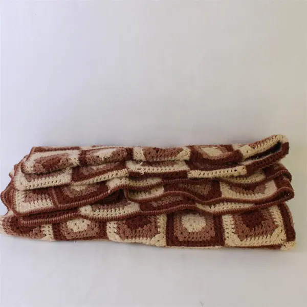 Handmade Granny Square Crochet Throw Blanket Multicolor Patchwork
