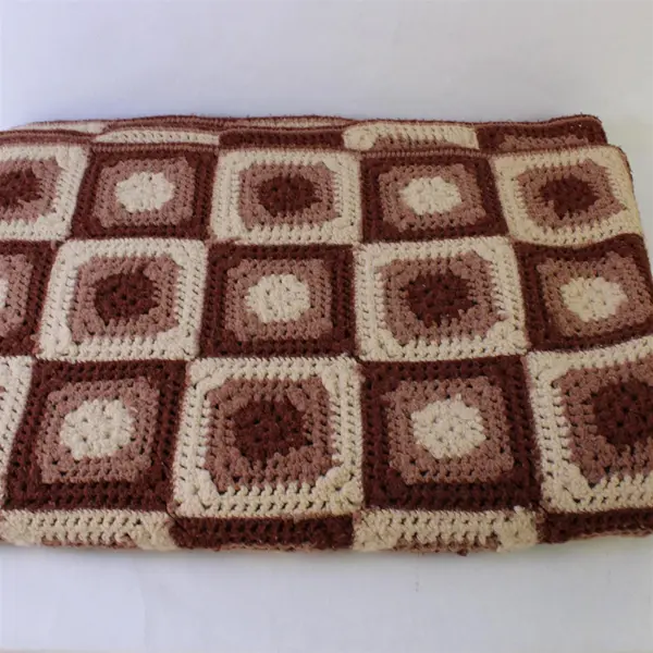 Handmade Granny Square Crochet Throw Blanket Multicolor Patchwork
