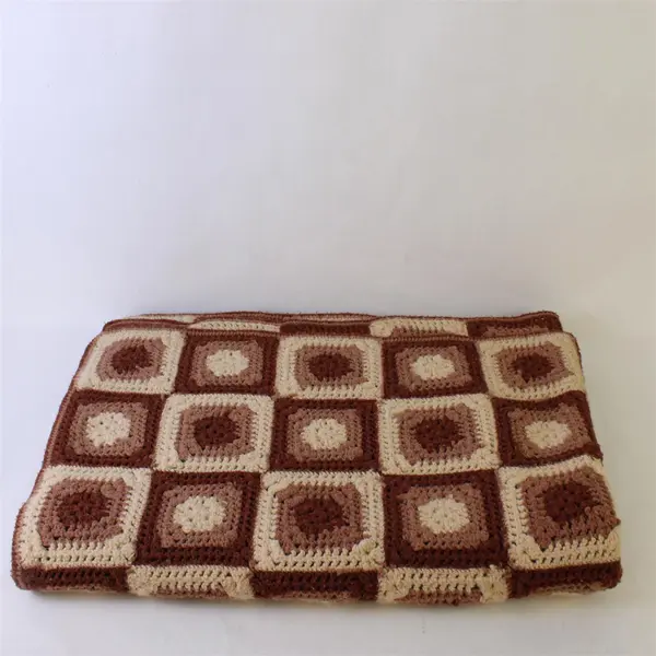 Handmade Granny Square Crochet Throw Blanket Multicolor Patchwork