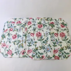 Set of 3 Floral Vinyl Rectangular Placemats Pink Blue Unbranded
