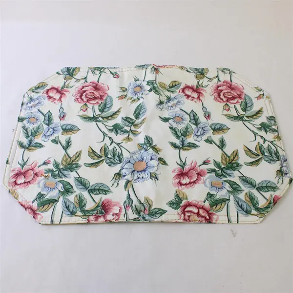Set of 3 Floral Vinyl Rectangular Placemats Pink Blue Unbranded