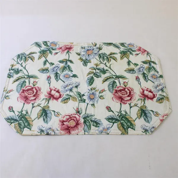Set of 3 Floral Vinyl Rectangular Placemats Pink Blue Unbranded