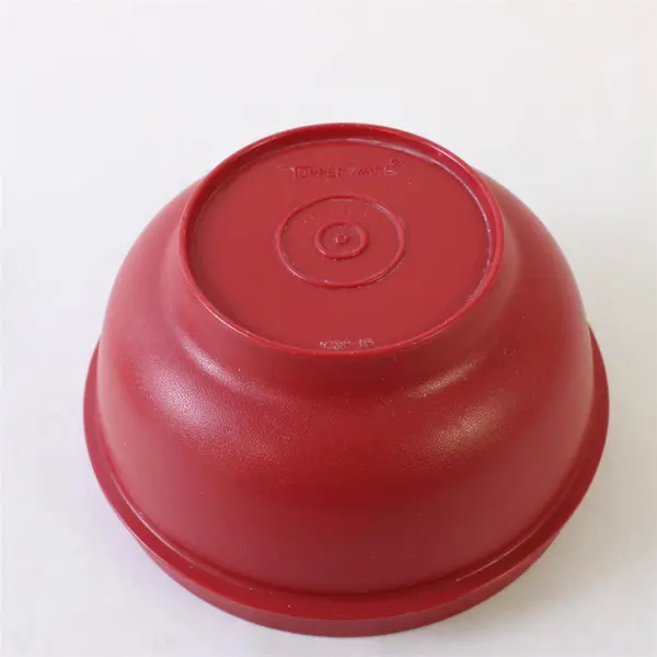 Tupperware 1436-16 Red Bowl Container w Lid 2 Extra Lids Yellow Orange