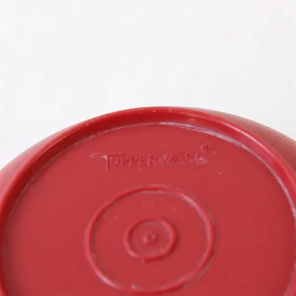 Tupperware 1436-16 Red Bowl Container w Lid 2 Extra Lids Yellow Orange