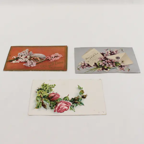 Lot of 6 Vintage Embossed Floral Greeting Postcards