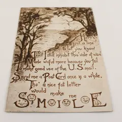 Vintage L.F. Pease Here’s Just a Line, Smile Poem Postcard Used