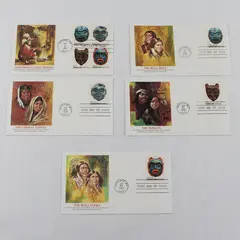 Lot Of 5 Northwest Coast Indians Indian Art Stamp FDC 1980 Fleetwood Cachet