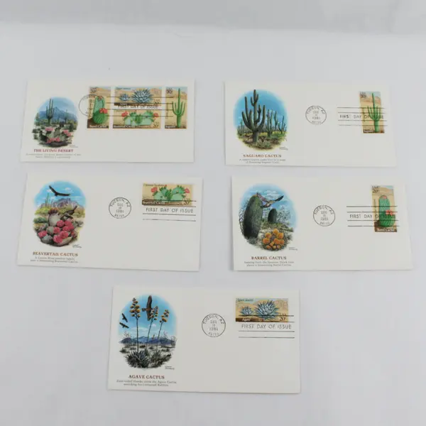 Set Of 5 Desert Plants Stamps 1981 FDC Fleetwood Cachet SC# 1942-45