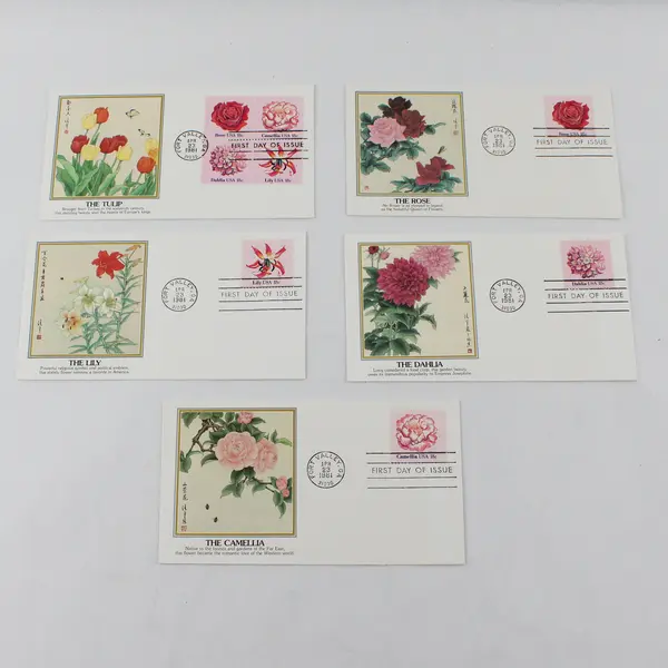 Set Of 5 Flowers Stamps 1981 FDC Fleetwood Cachet SC# 1876-79