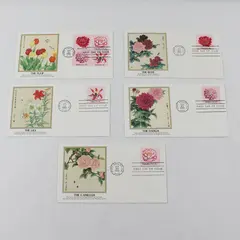 Set Of 5 Flowers Stamps 1981 FDC Fleetwood Cachet SC# 1876-79