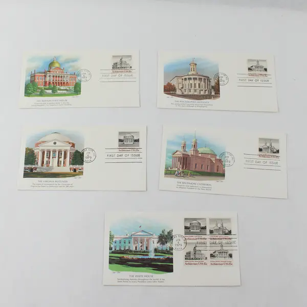 Set Of 5 Architecture USA Stamps 1979 FDC Fleetwood Cachet SC# 1779-82