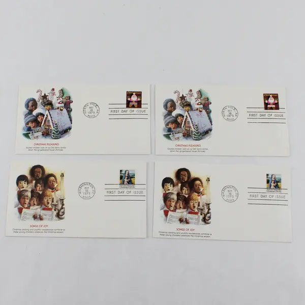 Lot Of 4 Christmas USA Stamps 1979 FDC Fleetwood Cachet
