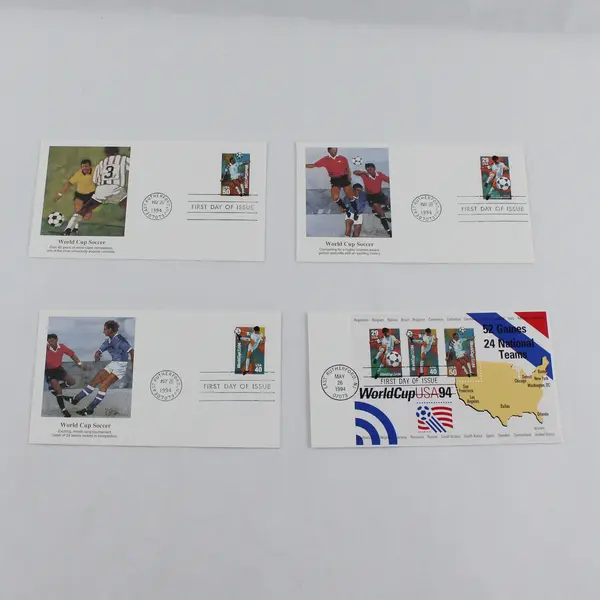 Lot Of 4 World Cup USA Stamps 1994 FDC Fleetwood Cachet