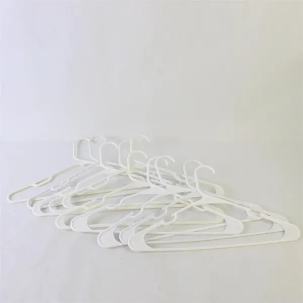 Lot of 10 White Plastic Clothes Pant and Shirt Hangers