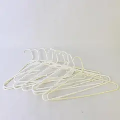 Lot of 9 White Plastic Clothes Shirt Pants Hangers with Strap Hooks