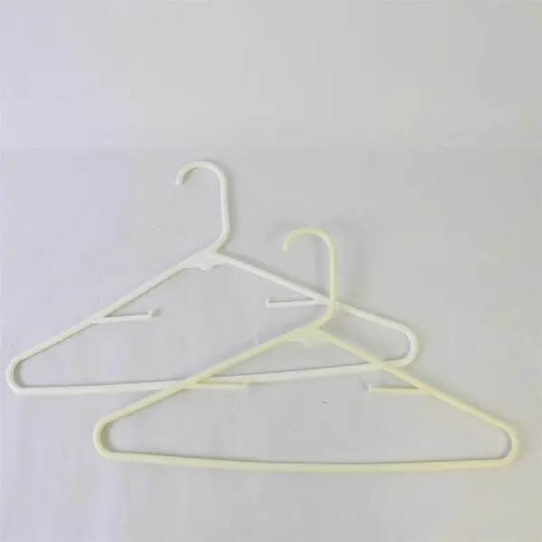 Lot of 9 White Plastic Clothes Shirt Pants Hangers with Strap Hooks