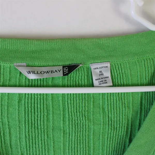 Willowbay Lime Green Button-Front Long-Sleeved Cardigan Women's XL