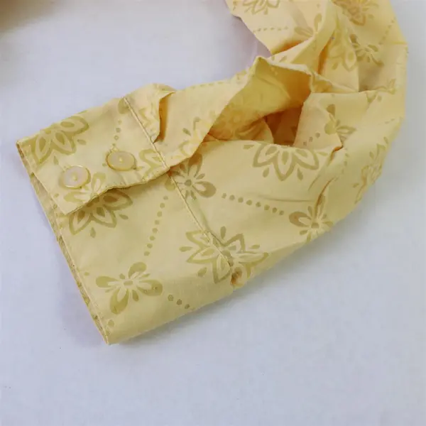 Alfred Dunner Semi-Sheer Floral Design Butter Yellow Button-Up Women's Size 16