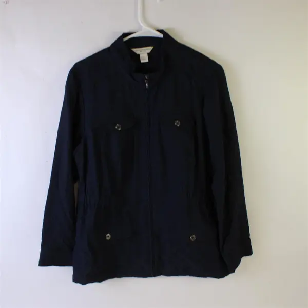 Christopher & Banks Navy Blue Zip-Up Jacket Women's Petite Large