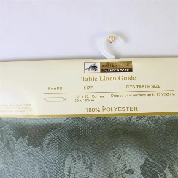 Better Home Plastics Corp Floral Design Sage Green Table Runner 12" x 72"