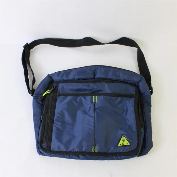 No Boundaries Navy Blue and Neon Green Multi-Pocket Crossbody Shoulder Bag