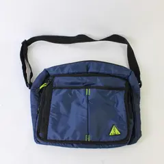 No Boundaries Navy Blue and Neon Green Multi-Pocket Crossbody Shoulder Bag