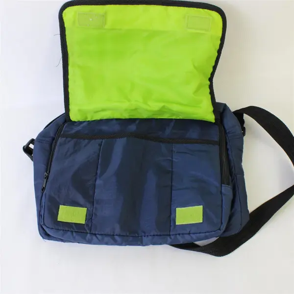 No Boundaries Navy Blue and Neon Green Multi-Pocket Crossbody Shoulder Bag