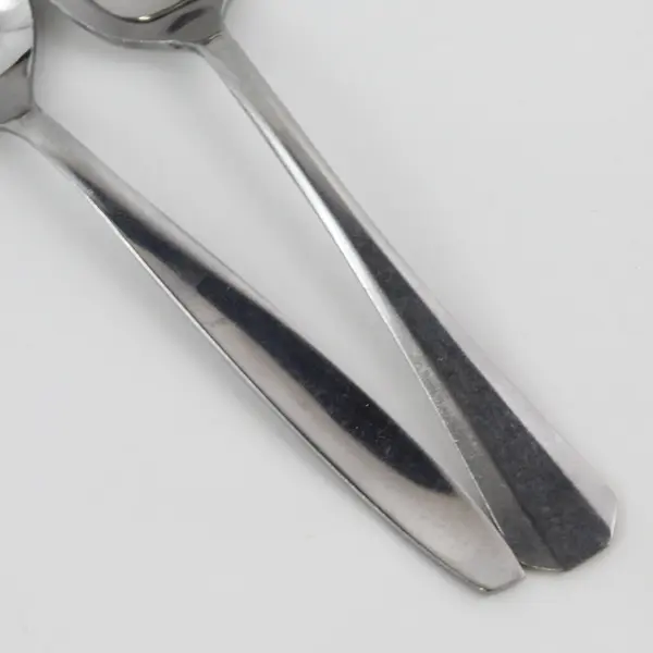 Lot of 2 Teaspoons 1 Wallco 1 Crestmark Stainless Steel Unknown Unique Patterns
