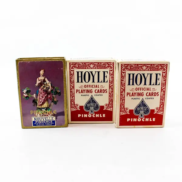 Lot of 3 Pinochle Decks Hoyle Official & Nouvelle Plastic Coated