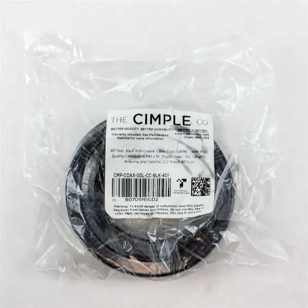 Black, High Speed RG6 Coax, High Frequency Coaxial Cable, 40 Feet (12 Meter)